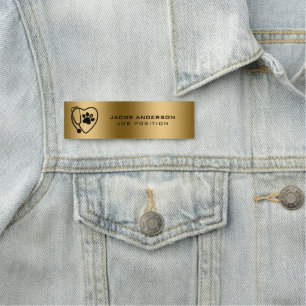 Stethoscope & Heart Paw Print Vet Name Tag