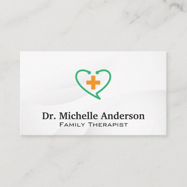Stethoscope Heart Plus Logo Business Card (Front)