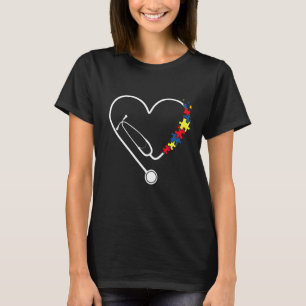 Stethoscope Heart Puzzle Nurse Autism Awareness Fu T-Shirt