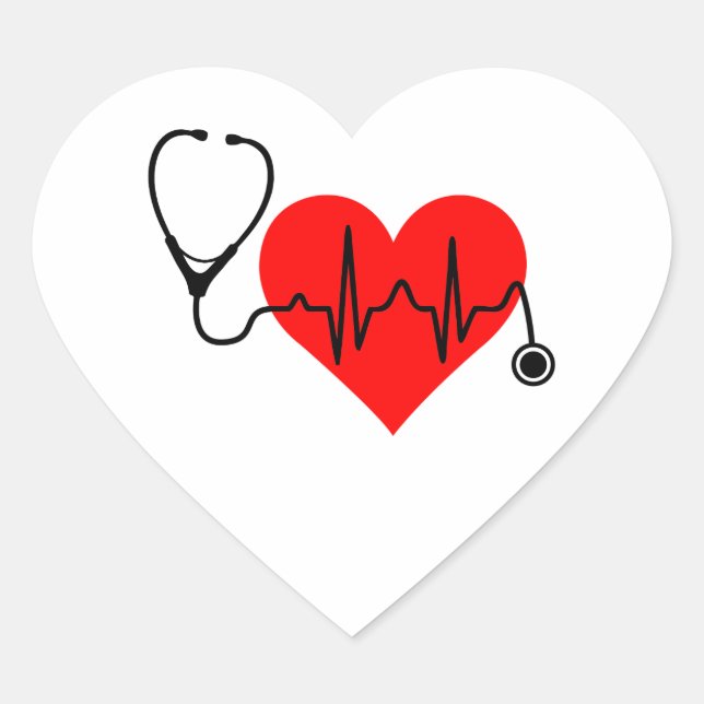 Stethoscope Heartbeat Heart Sticker (Front)