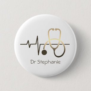 Stethoscope Heartbeat Medical 6 Cm Round Badge