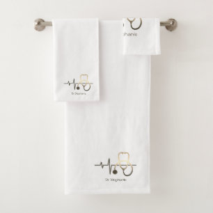 Stethoscope Heartbeat Medical Bath Towel Set