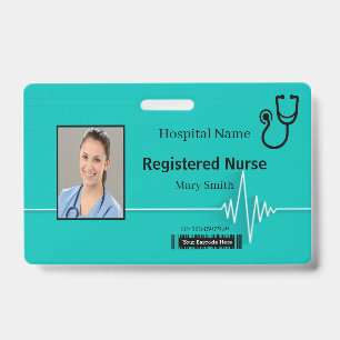 Stethoscope Heartbeat Medical Photo ID Badge