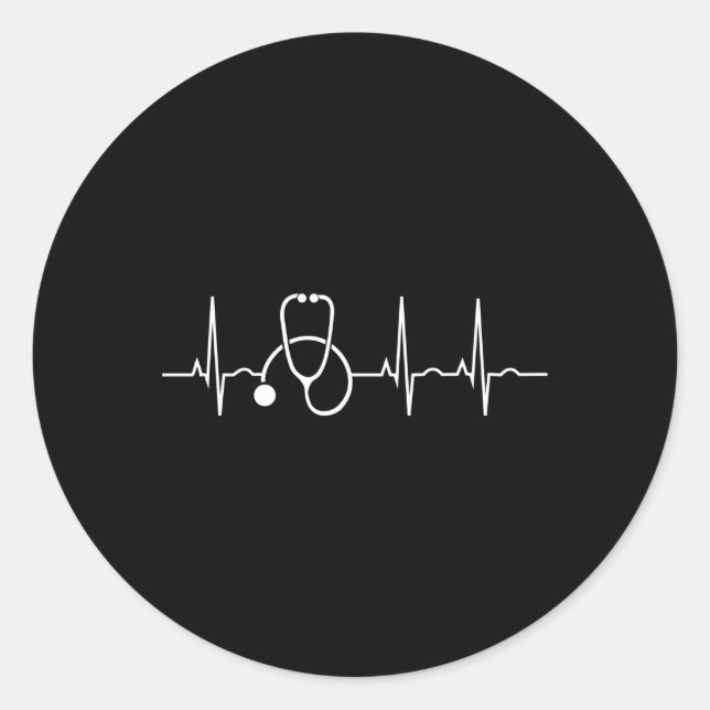 Stethoscope Hebeat Ekg Nurse Medical Doctor Nursin Classic Round Sticker (Front)