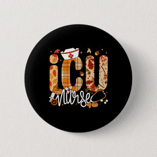 Stethoscope Icu Nurse Fall Yall Autumn Leaves Than 6 Cm Round Badge