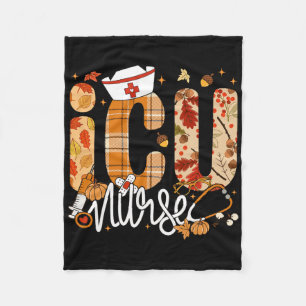 Stethoscope Icu Nurse Fall Yall Autumn Leaves Than Fleece Blanket