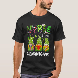 Stethoscope Irish Gnomes Shenanigans Nurse St. Pat T-Shirt