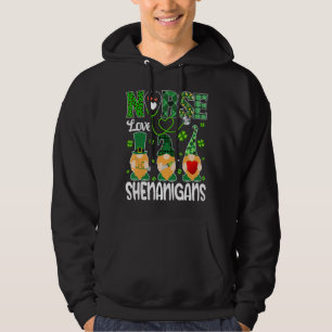 Stethoscope Irish Gnomes Shenanigans Nurse St Patr Hoodie