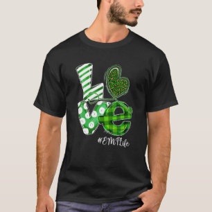Stethoscope Love EMT Life Nurse Plaid St Patricks T-Shirt