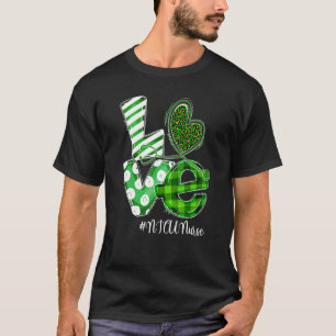 Stethoscope Love Nicu Nurse Leopard Plaid St Patri T-Shirt