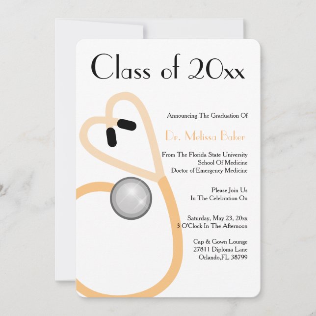 Stethoscope Medical School Graduation Announcement (Front)