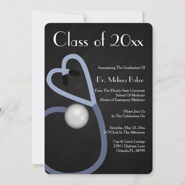 Stethoscope Medical School Graduation Announcement (Front)