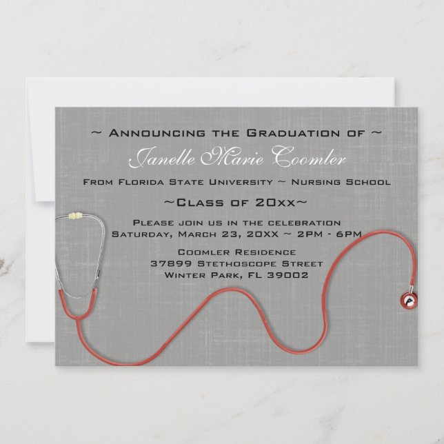Stethoscope Medical School Graduation Invitation (Front)