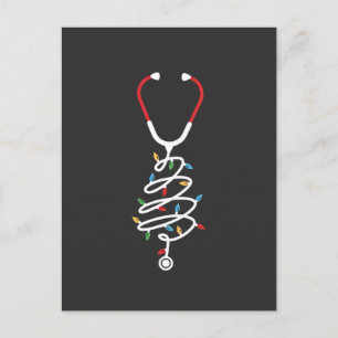 Stethoscope Medical Supplies Christmas Tree Lights Invitation Postcard