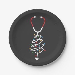 Stethoscope Medical Supplies Christmas Tree Lights Paper Plate