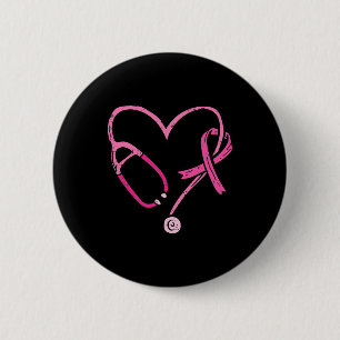 Stethoscope Nurse Medical Breast Cancer Awareness  6 Cm Round Badge