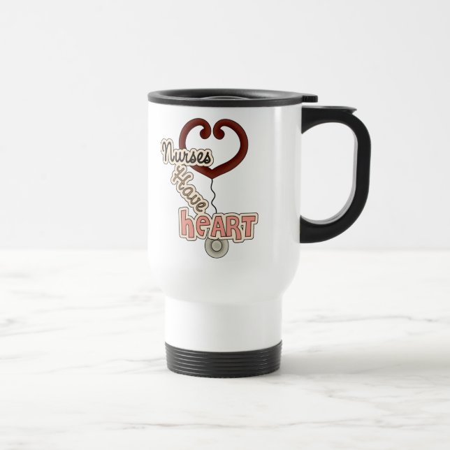 Stethoscope Nurses Have Heart T-shirts and GIfts Travel Mug (Right)