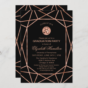 Stethoscope Nursing School Grad Party Rose Gold Invitation