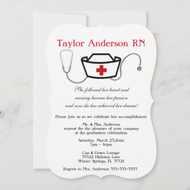 Stethoscope Nursing School Graduation Announcement (Front)