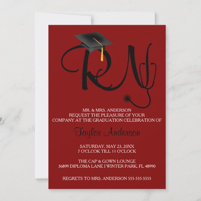 Stethoscope Nursing School Graduation Announcement (Front)