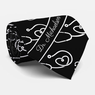 Stethoscope Pattern Physician Name Medical Doctor Tie