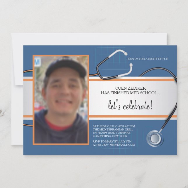Stethoscope Photo Custom Invitations (Front)