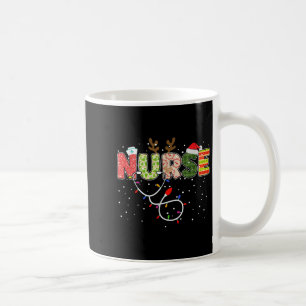 Stethoscope Santa Hat Reindeer Xmas Christmas Nurs Coffee Mug