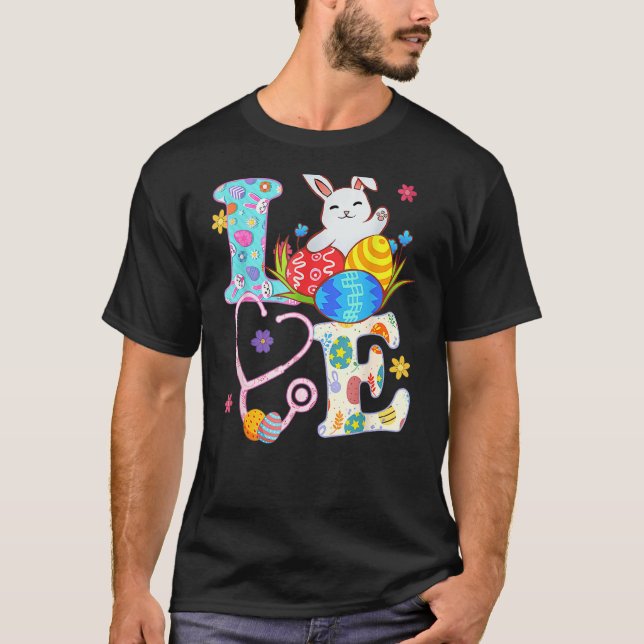 Stethoscope Scrub Life Nurse Bunny Easter Day Outf T-Shirt (Front)