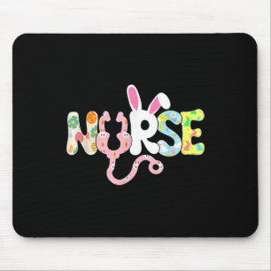 Stethoscope Scrub Nurse Life Easter Day Cute Bunny Mouse Pad