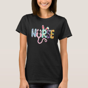 Stethoscope Scrub Nurse Life Easter Day Cute Bunny T-Shirt