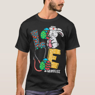 Stethoscope Scrub Nurse Life Easter Day Cute Bunny T-Shirt