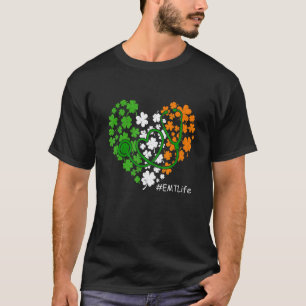 Stethoscope Shamrock Heart Emt Life Nurse St Patri T-Shirt