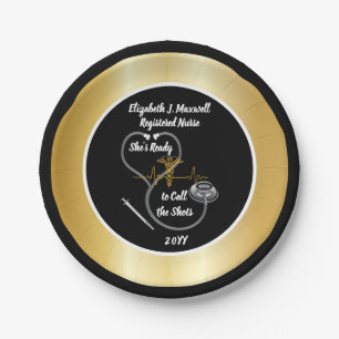 Stethoscope She's Ready to Call the Shots Paper Plate