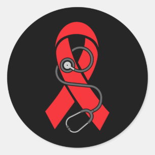 Stethoscope- Sickle Cell Anaemia Awareness Support Classic Round Sticker