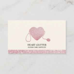 Stethoscope Sparkling Heart Doctor Elder Care Business Card