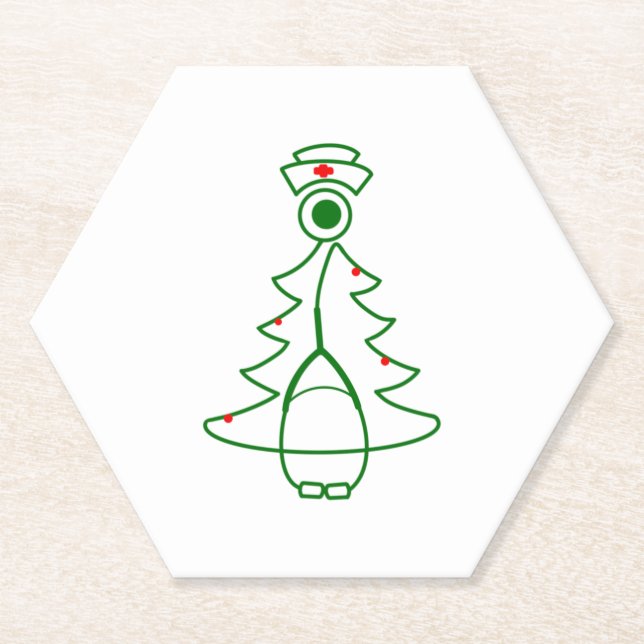 Stethoscope Tree (green)   Paper Coaster (Front)