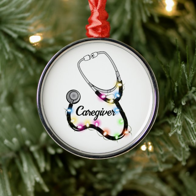 Stethoscope With Christmas Lights Merry Xmas Nurse Metal Tree Decoration (Tree)
