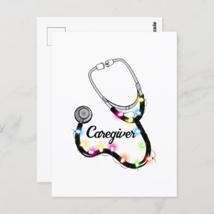 Stethoscope With Christmas Lights Merry Xmas Nurse Postcard