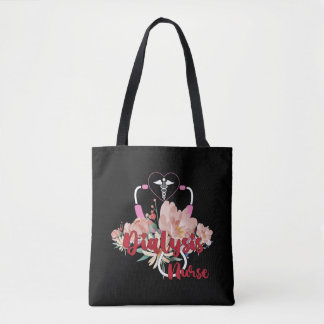 Stethoscope With Flowers Dialysis Registered Nurse Tote Bag