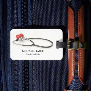 Stethoscope with Heart Medical Care & Healthcare Luggage Tag