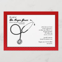 Stethoscope with Red Frame Medical Graduation Inv