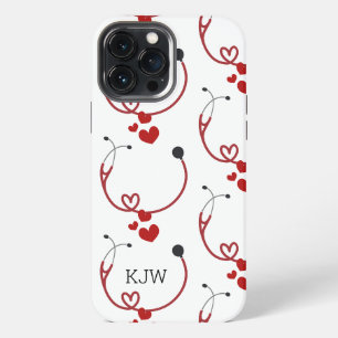 Stethoscopes and Hearts Monogram iPhone 13 Pro Max Case
