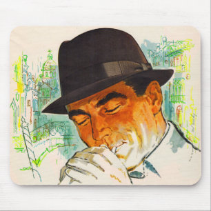 Stetson hat man lighting a cigarette mouse pad
