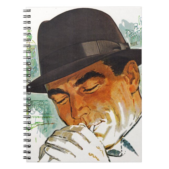 Stetson hat man lighting a cigarette notebook (Front)