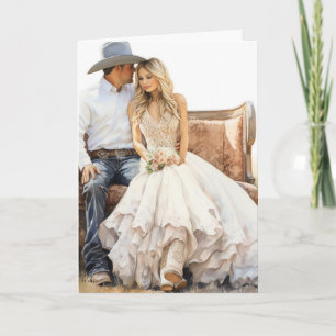 Stetson & Lace Wedding: Hitched in Cowboy Harmony Card