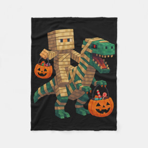Steve Riding Mummy Dinosaur T Rex Halloween Funny  Fleece Blanket