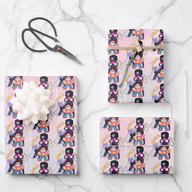 Steven Universe | Crystal Gem Group Pose Wrapping Paper Sheet (Front)