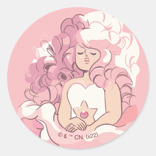 Steven Universe | Rose Quartz Illustration Classic Round Sticker (Front)