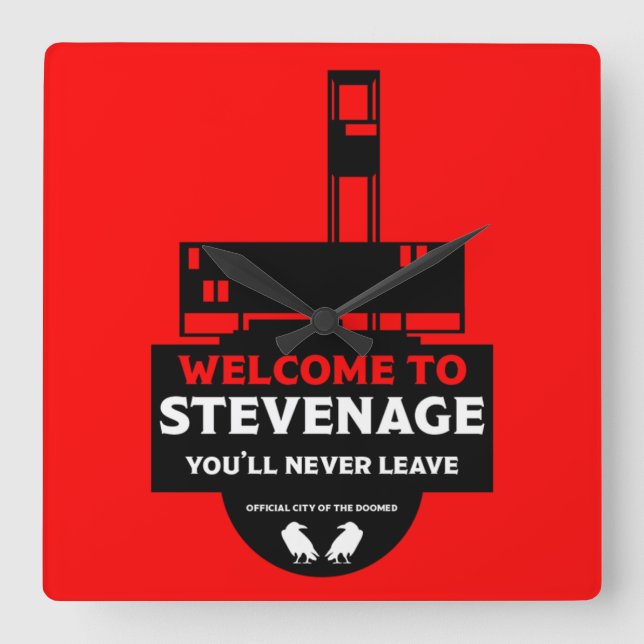Stevenage Hertfordshire Square Wall Clock (Front)