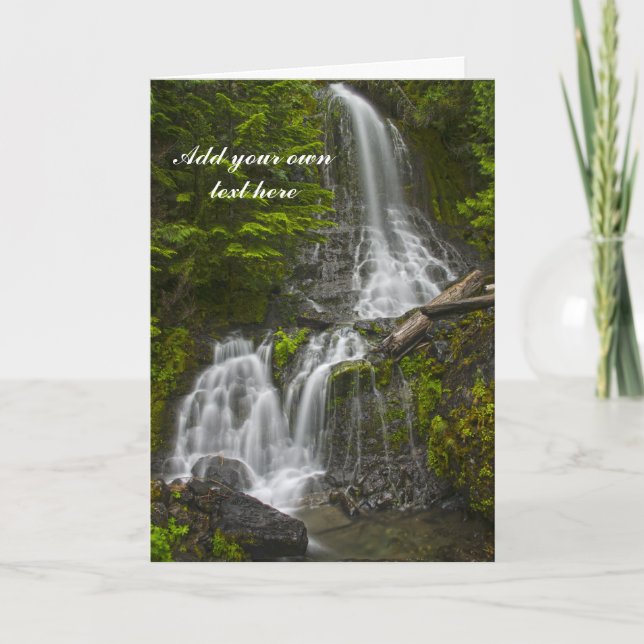 Stevens Canyon waterfall greeting card (Front)